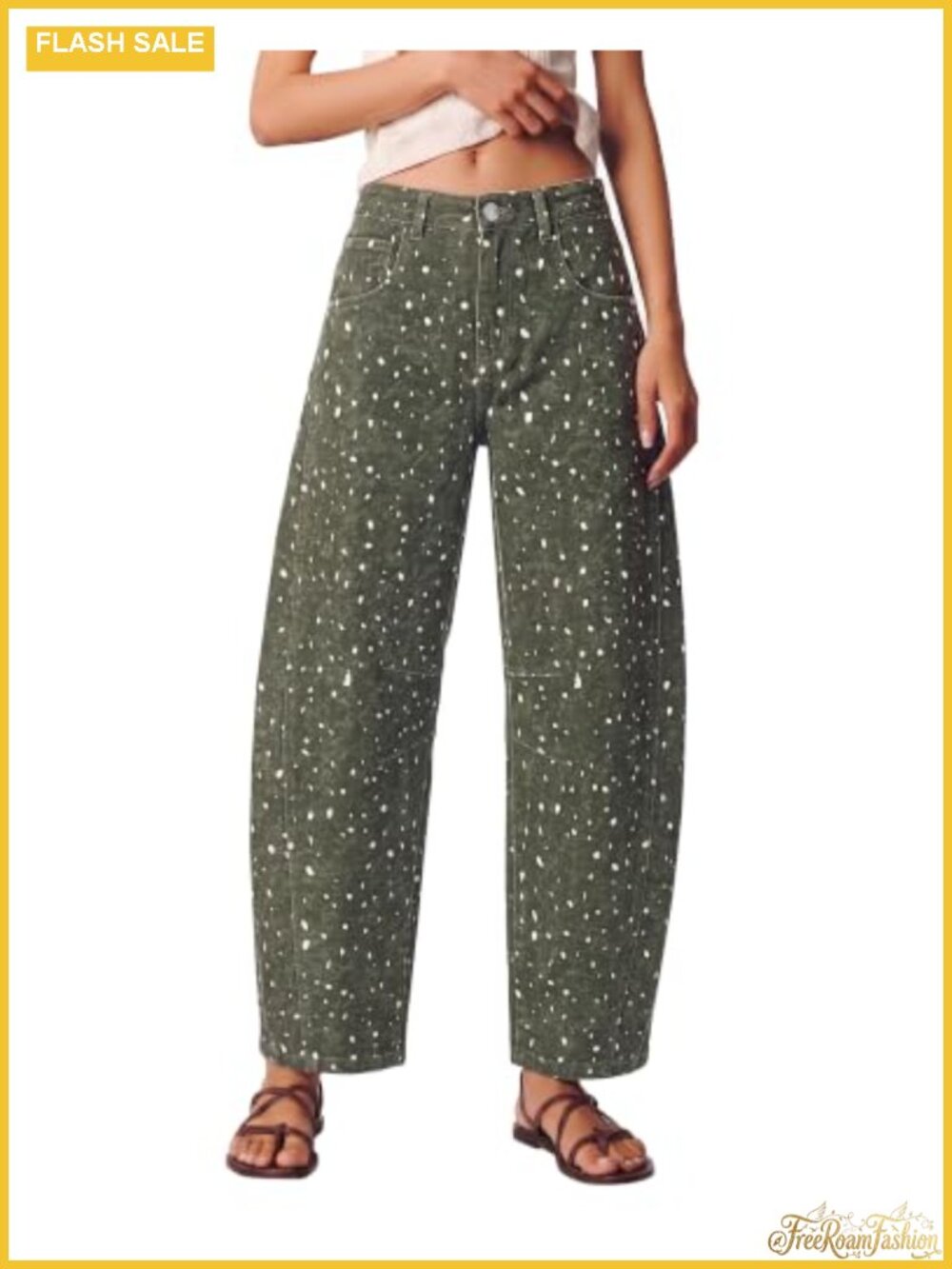 High Rise Barrel Leg Stretch Denim Jeans Womens Fits 4-22 Deer Print